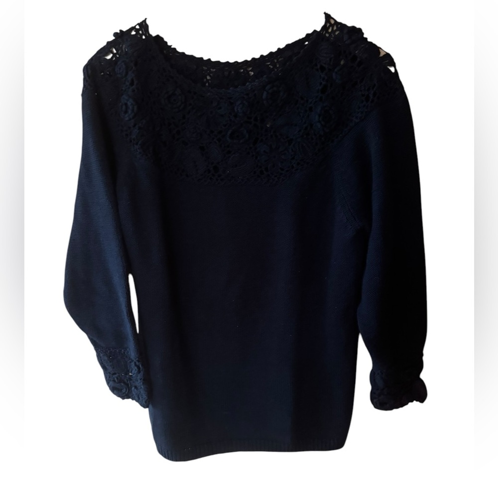 Vintage Jacquelyn by Browne Lattice‎ Knit Trim Sweater